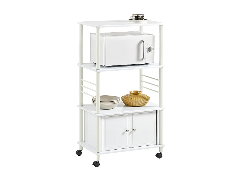 Houten Rolling Kitchen Storage Unit, Magnetron Serveerkeuken Cart -Wit SoBuy FRG12-W