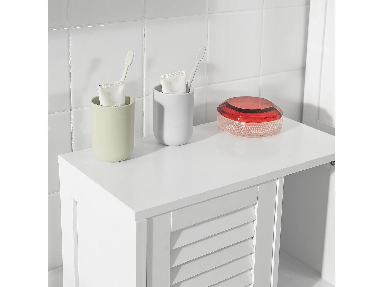 Armario con Pie Mueble Auxiliar para Baño Armario de Baño con 1 Puerta y 3 estantes Blanco 48x24x96 cm BZR39-W SoBuy ES