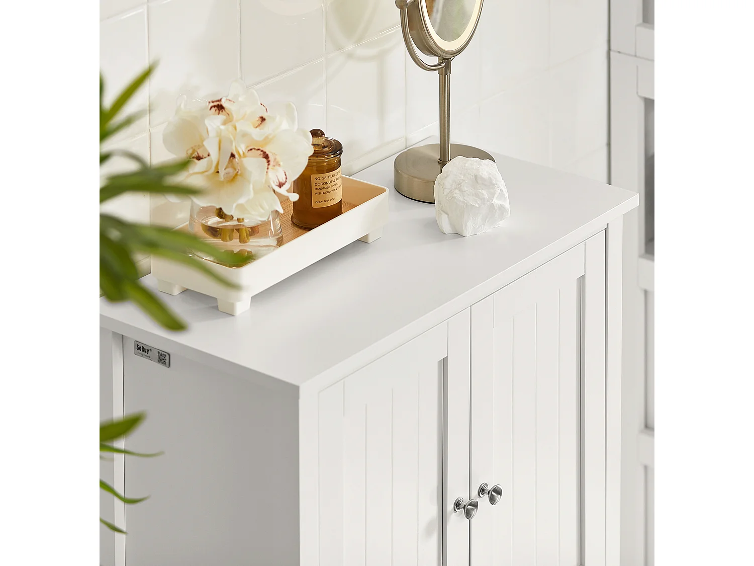 Meuble De Salle De Bains Placard De Rangement Avec 2 Portes Et 2 Paniers Amovibles, BZr64-w