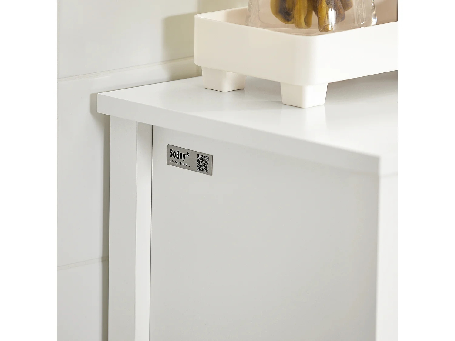 Meuble De Salle De Bains Placard De Rangement Avec 2 Portes Et 2 Paniers Amovibles, BZr64-w