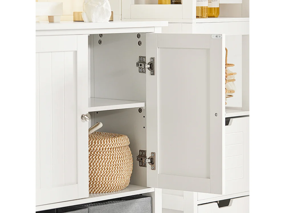 Meuble De Salle De Bains Placard De Rangement Avec 2 Portes Et 2 Paniers Amovibles, BZr64-w