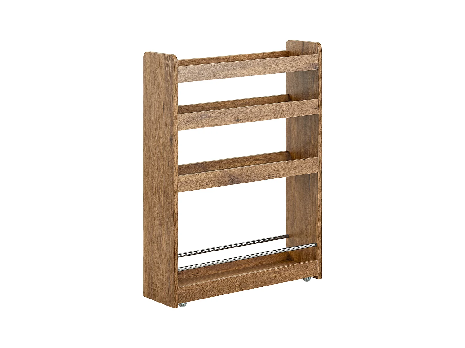 SoBuy Étagère de Niche à roulettes en Bois Meuble de Rangement Cuisine Salle de Bain Chariot Placard Alcôve Chariot de Service - 4 Étages NSR01-PF