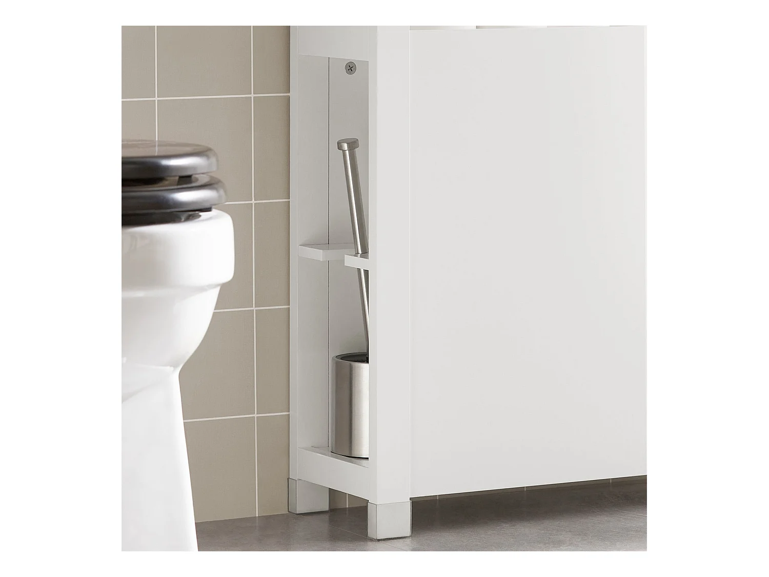 Meuble de Rangement Salle de Bain Étroit, Support Papier Toilette avec 2 Paniers Amovibles, BZR83-W