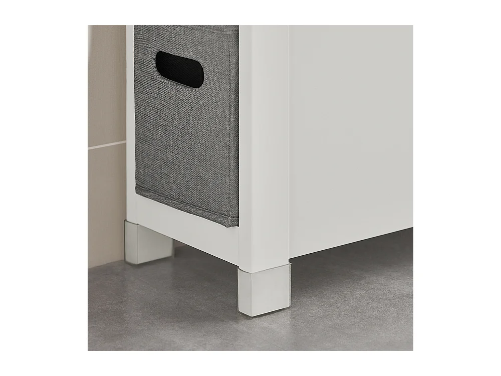 Meuble de Rangement Salle de Bain Étroit, Support Papier Toilette avec 2 Paniers Amovibles, BZR83-W