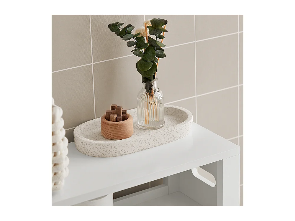 Meuble de Rangement Salle de Bain Étroit, Support Papier Toilette avec 2 Paniers Amovibles, BZR83-W