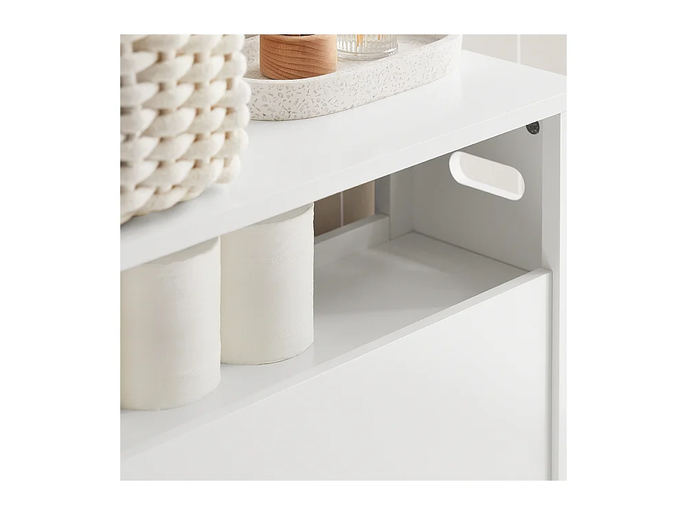 Meuble de Rangement Salle de Bain Étroit, Support Papier Toilette avec 2 Paniers Amovibles, BZR83-W
