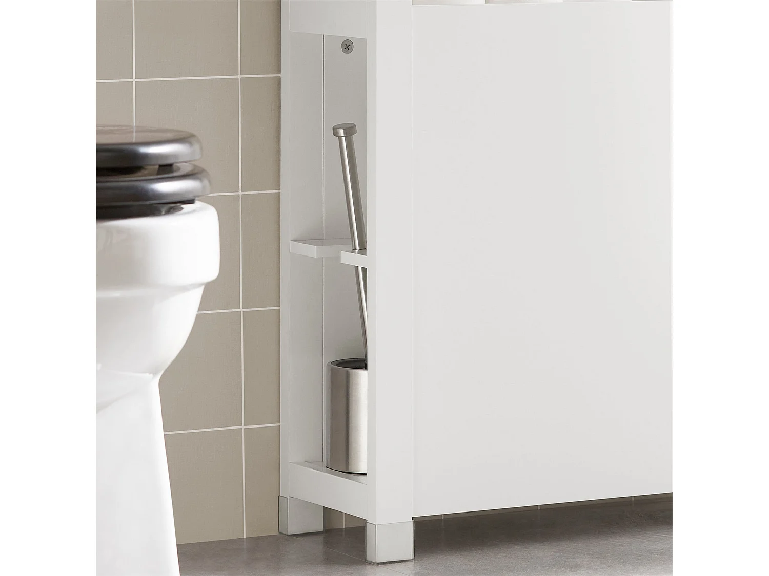 Meuble de Rangement Salle de Bain Étroit, Support Papier Toilette avec 2 Paniers Amovibles, BZR83-W