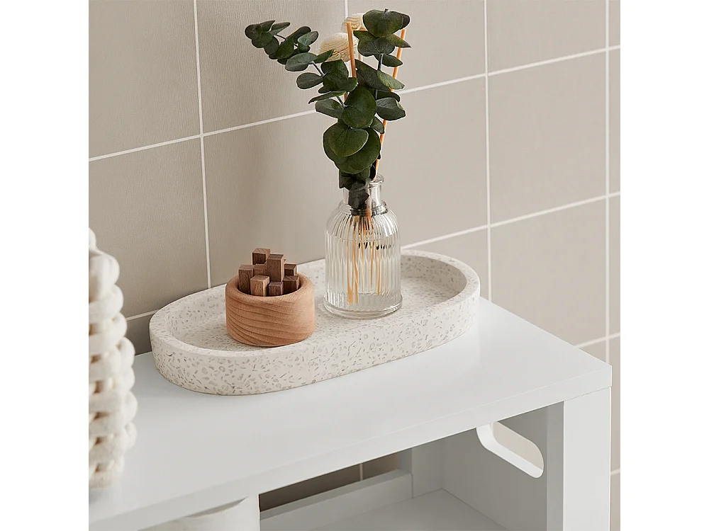 Meuble de Rangement Salle de Bain Étroit, Support Papier Toilette avec 2 Paniers Amovibles, BZR83-W