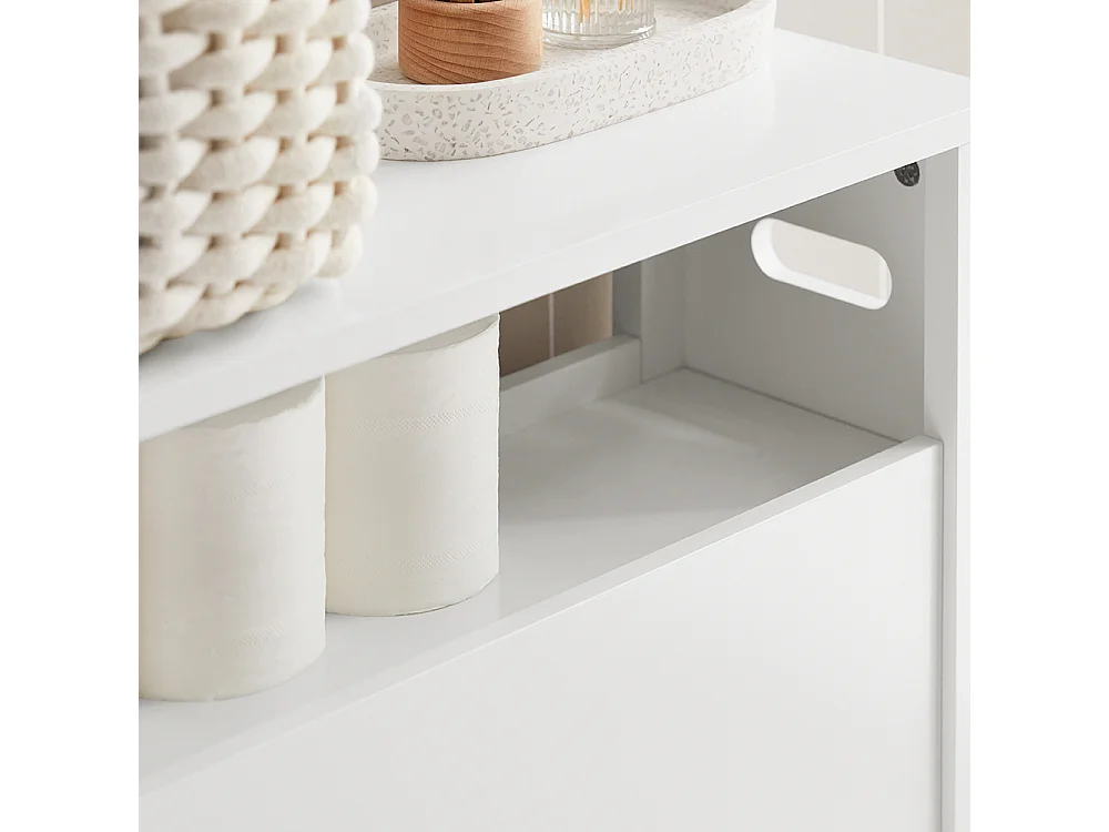 Meuble de Rangement Salle de Bain Étroit, Support Papier Toilette avec 2 Paniers Amovibles, BZR83-W