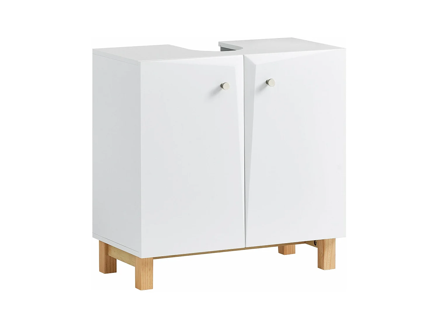 Meuble Sous Lavabo, Meuble Sous Évier, Meuble Sous Vasque Avec 2 Portes, Blanc, BZr92-w