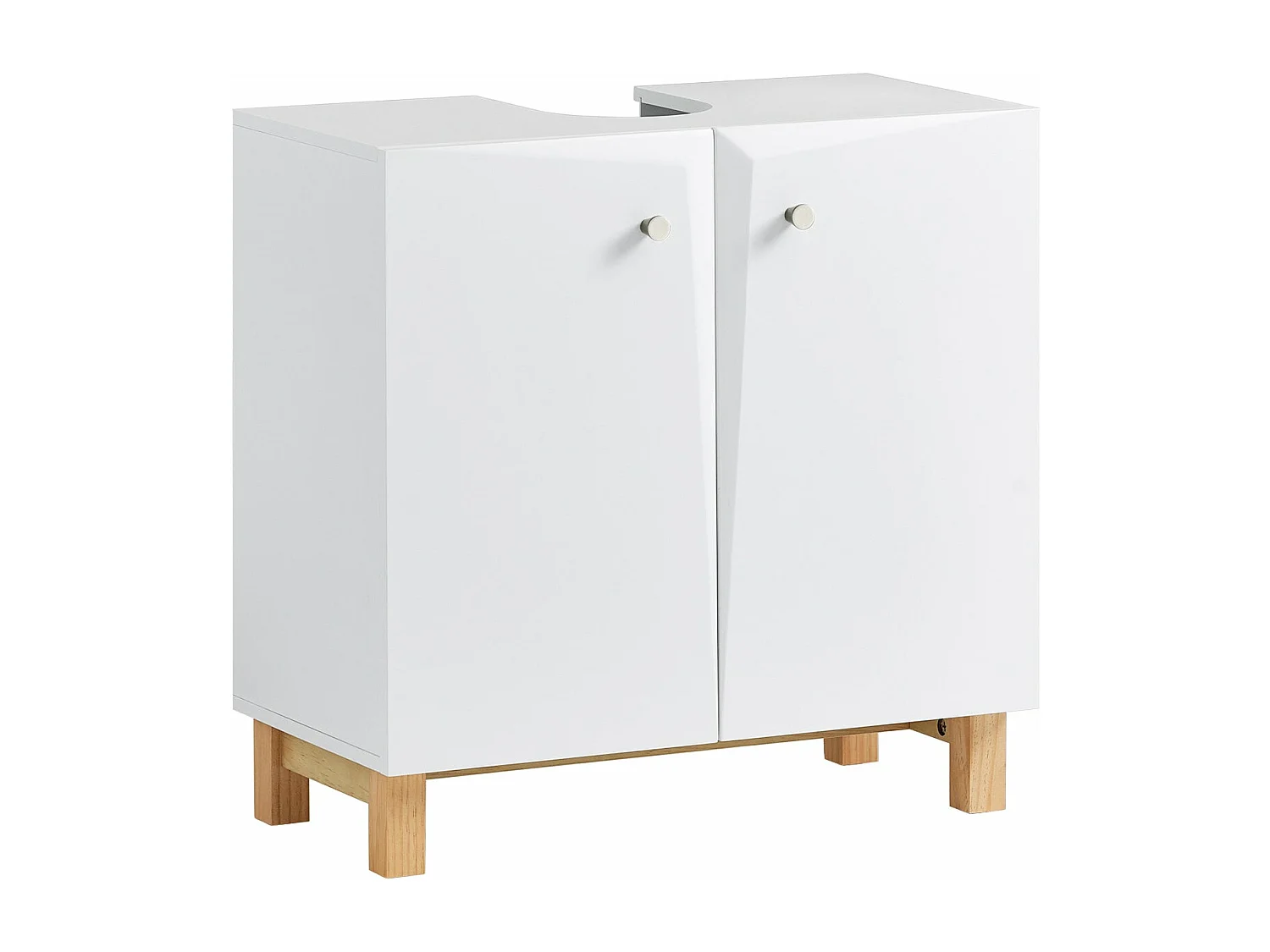 Meuble Sous Lavabo, Meuble Sous Évier, Meuble Sous Vasque Avec 2 Portes, Blanc, BZr92-w