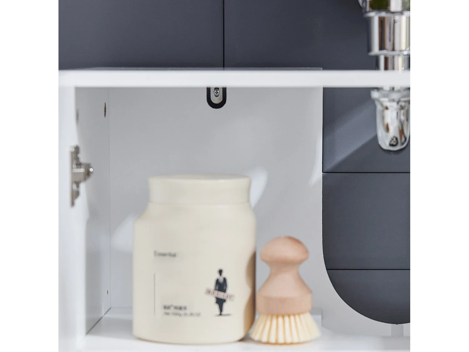 Meuble Sous Lavabo, Meuble Sous Évier, Meuble Sous Vasque Avec 2 Portes, Blanc, BZr92-w