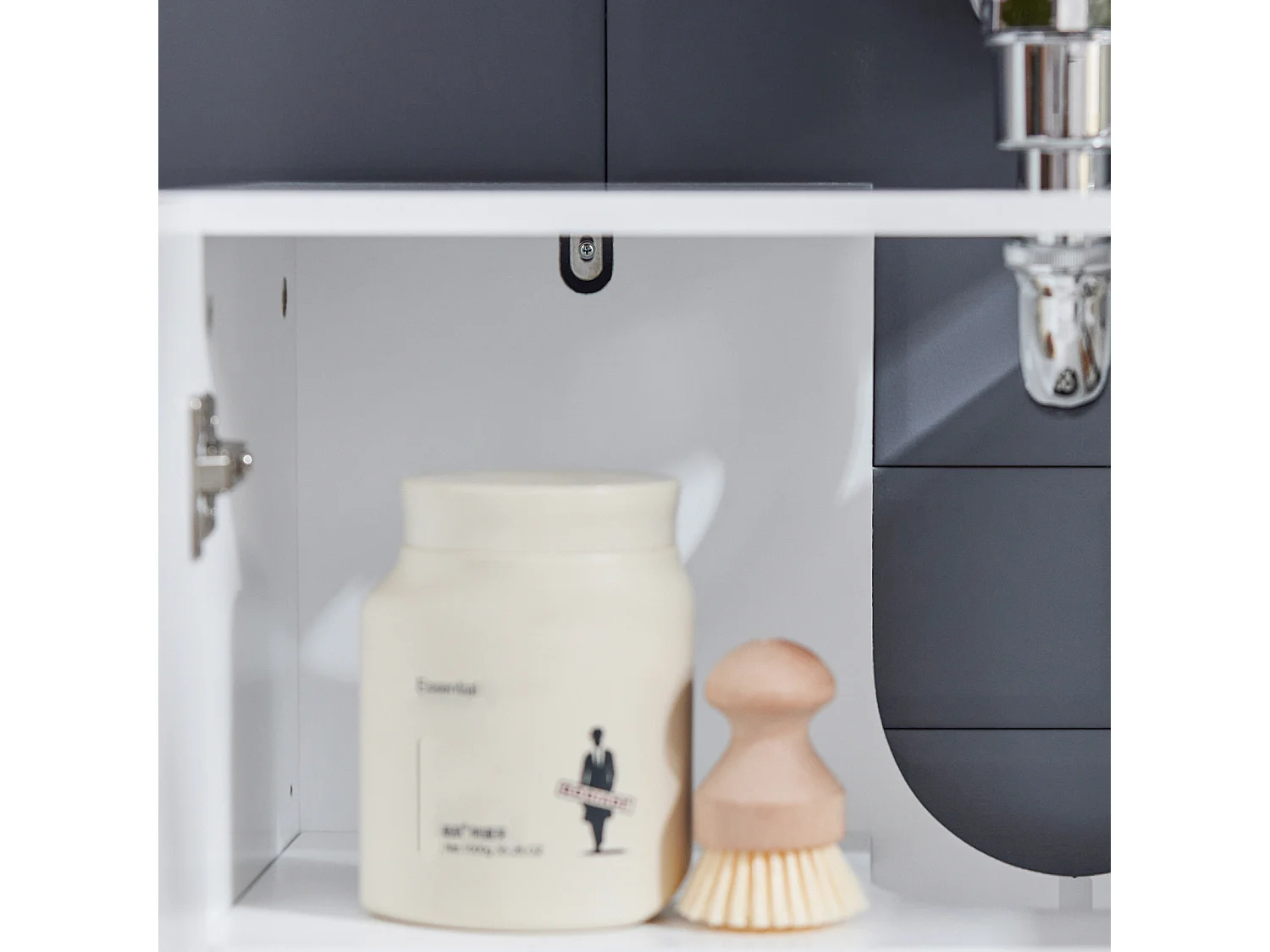 Meuble Sous Lavabo, Meuble Sous Évier, Meuble Sous Vasque Avec 2 Portes, Blanc, BZr92-w