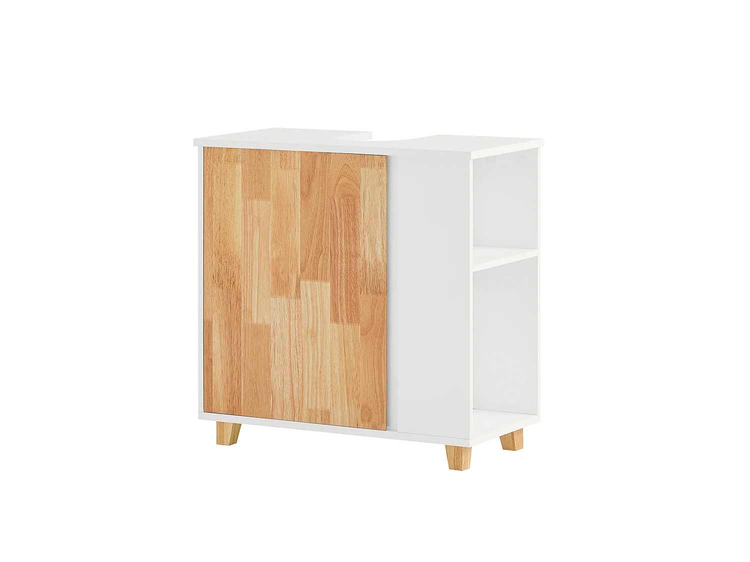 Meuble Sous Lavabo Placard De Rangement Avec Porte Et 2 Compartiments Latéral, BZr75-w