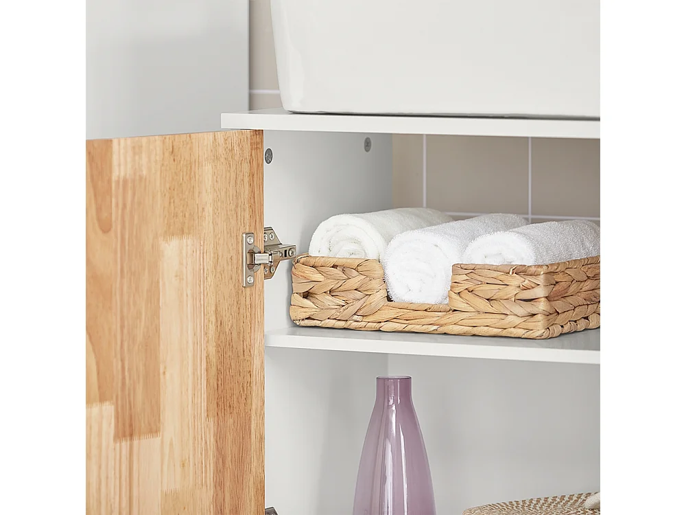 Meuble Sous Lavabo Placard De Rangement Avec Porte Et 2 Compartiments Latéral, BZr75-w