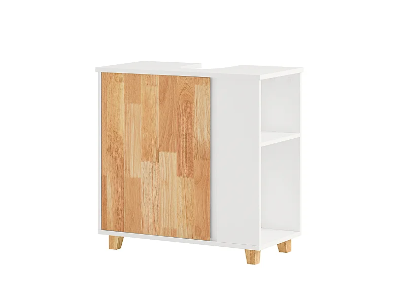 Meuble Sous Lavabo Placard De Rangement Avec Porte Et 2 Compartiments Latéral, BZr75-w