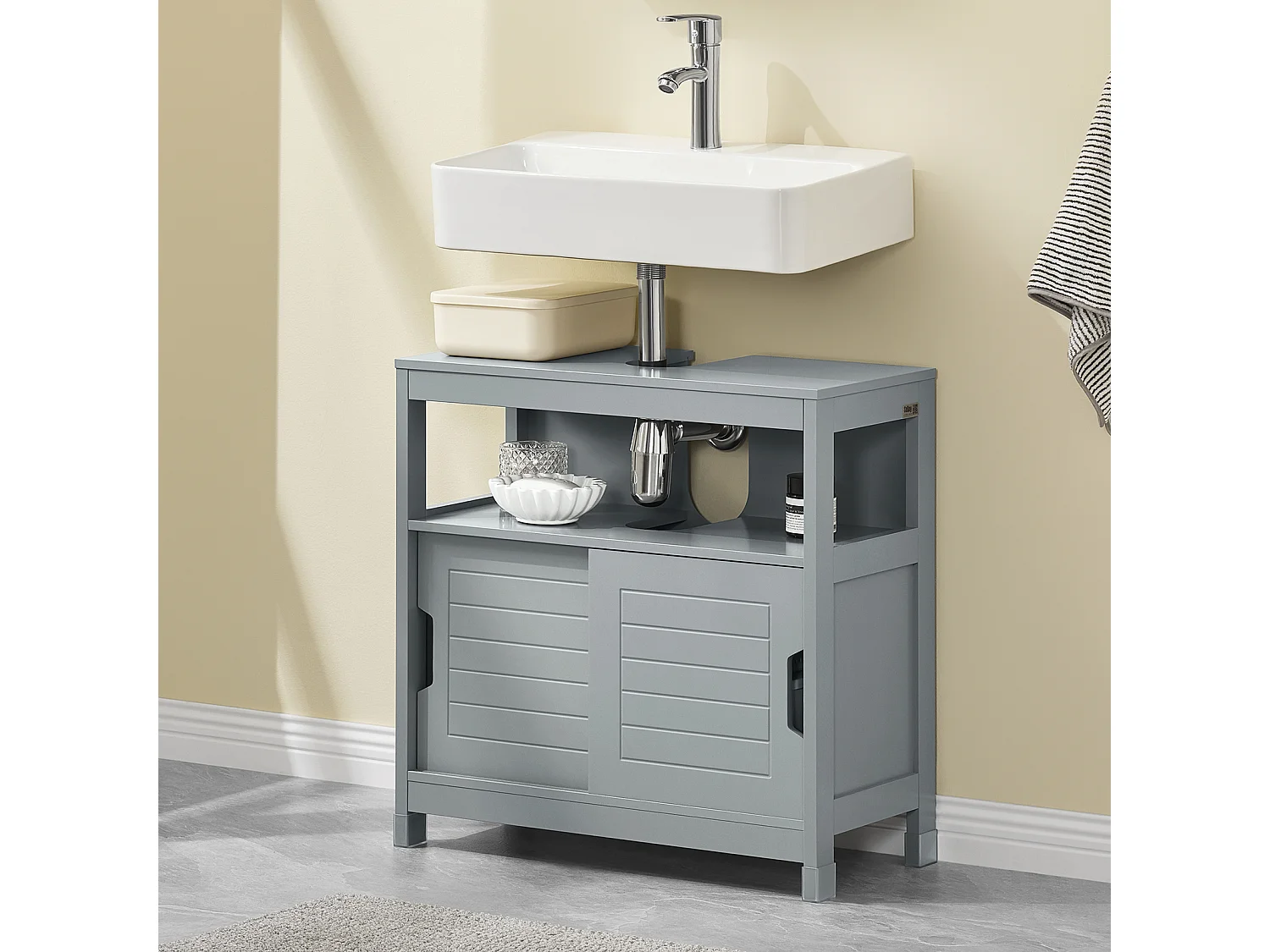 Waschbeckenunterschrank FRG128-SG 60 x 60 x 31 cm Grau