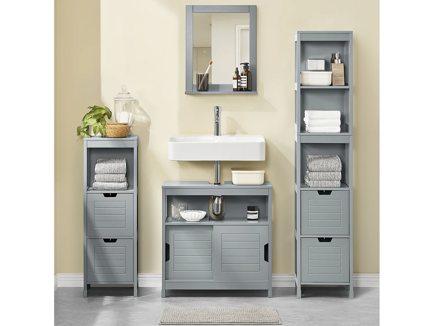 Waschbeckenunterschrank FRG128-SG 60 x 60 x 31 cm Grau