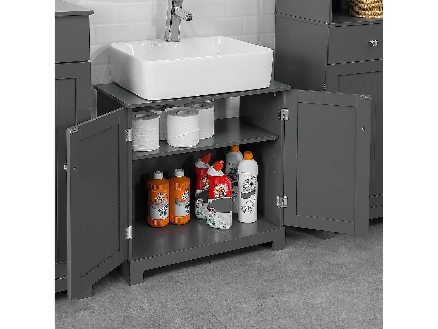 Waschbeckenunterschrank BZR18-DG 60 x 60 x 30 cm Grau