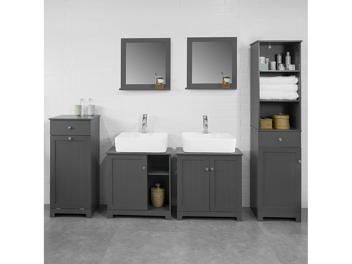 Waschbeckenunterschrank BZR18-DG 60 x 60 x 30 cm Grau