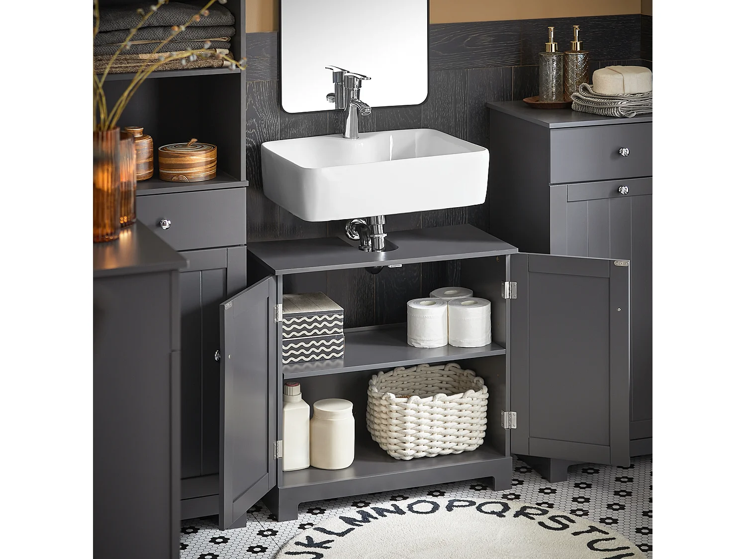 Waschbeckenunterschrank BZR18-DG 60 x 60 x 30 cm Grau