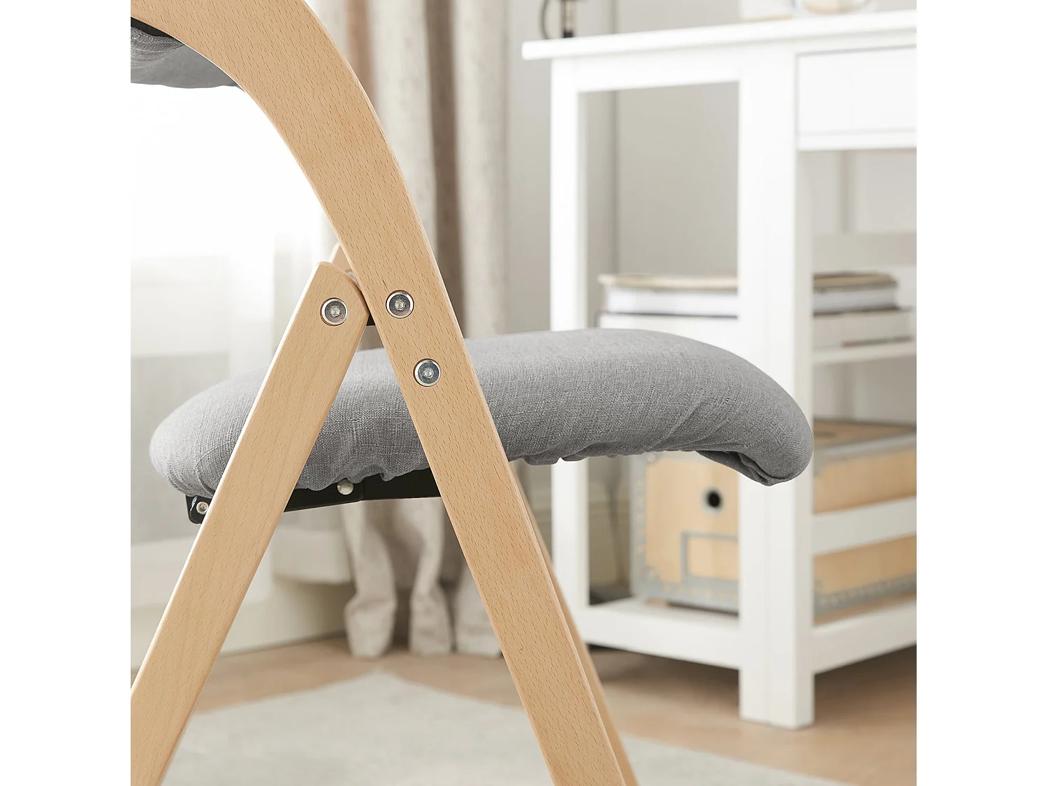 SoBuy Houten klapstoel met gestoffeerde zitting en rugleuning Fauteuil voor keuken, kantoor, enz. - 47 x 57 x 79 cm, FST92-N