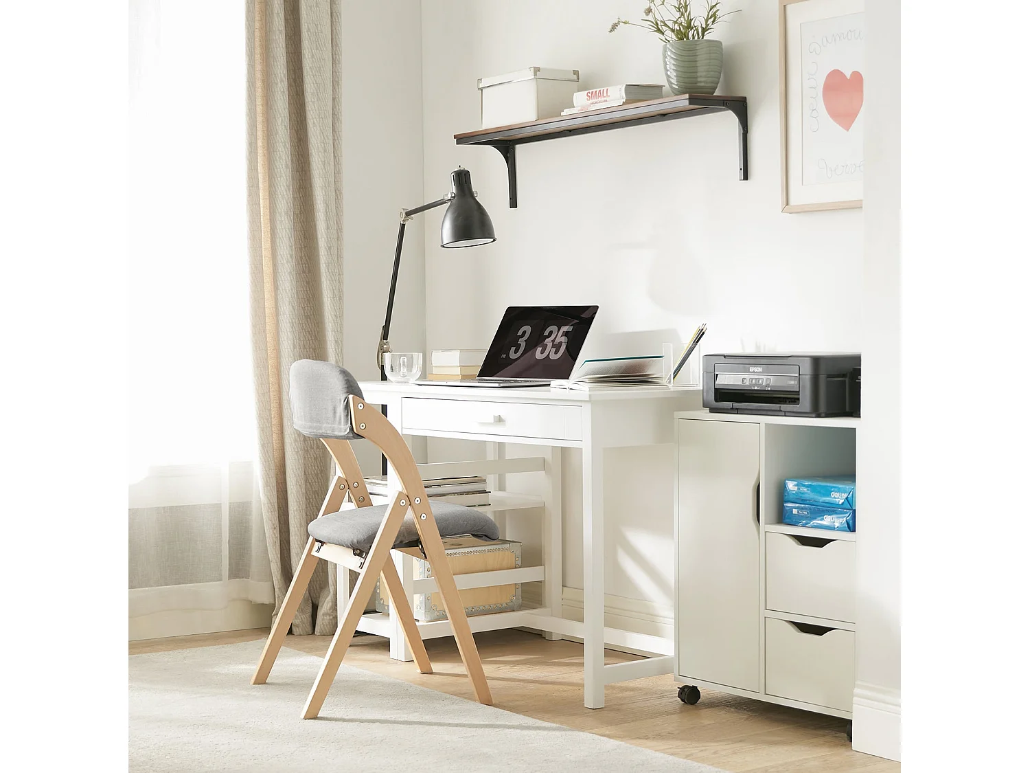 SoBuy FST92-N Chaise Pliante en Bois avec Assise et Dossier Rembourrés Fauteuil Chaise pour Cuisine, Bureau, etc.