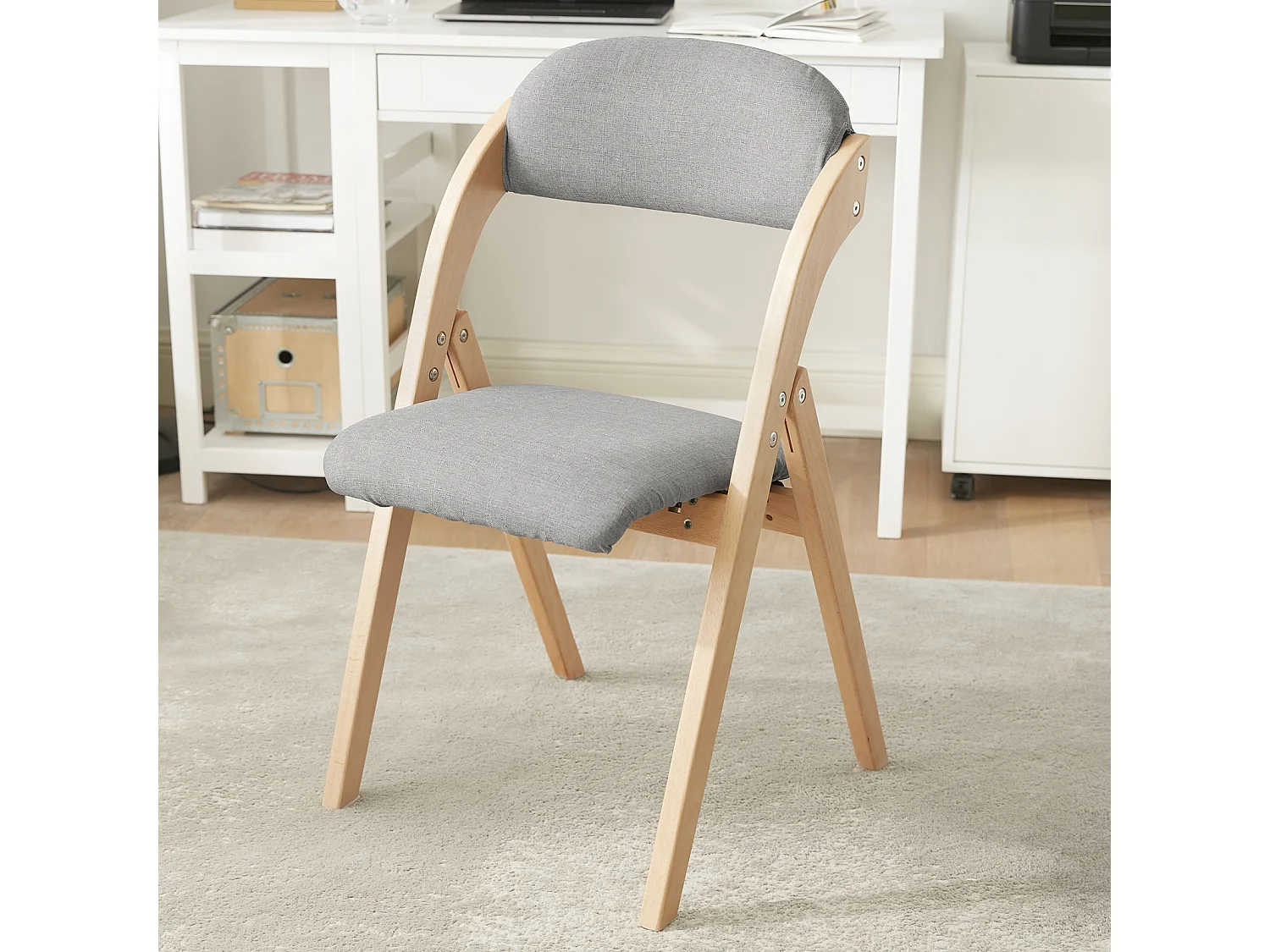 SoBuy FST92-N Chaise Pliante en Bois avec Assise et Dossier Rembourrés Fauteuil Chaise pour Cuisine, Bureau, etc.