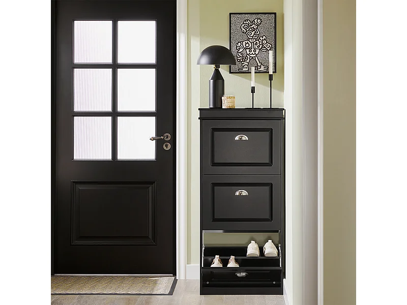 Meuble De Rangement À Chaussures Armoire À Chaussures Commode À Chaussures 3 Abattants, Fsr94-sch