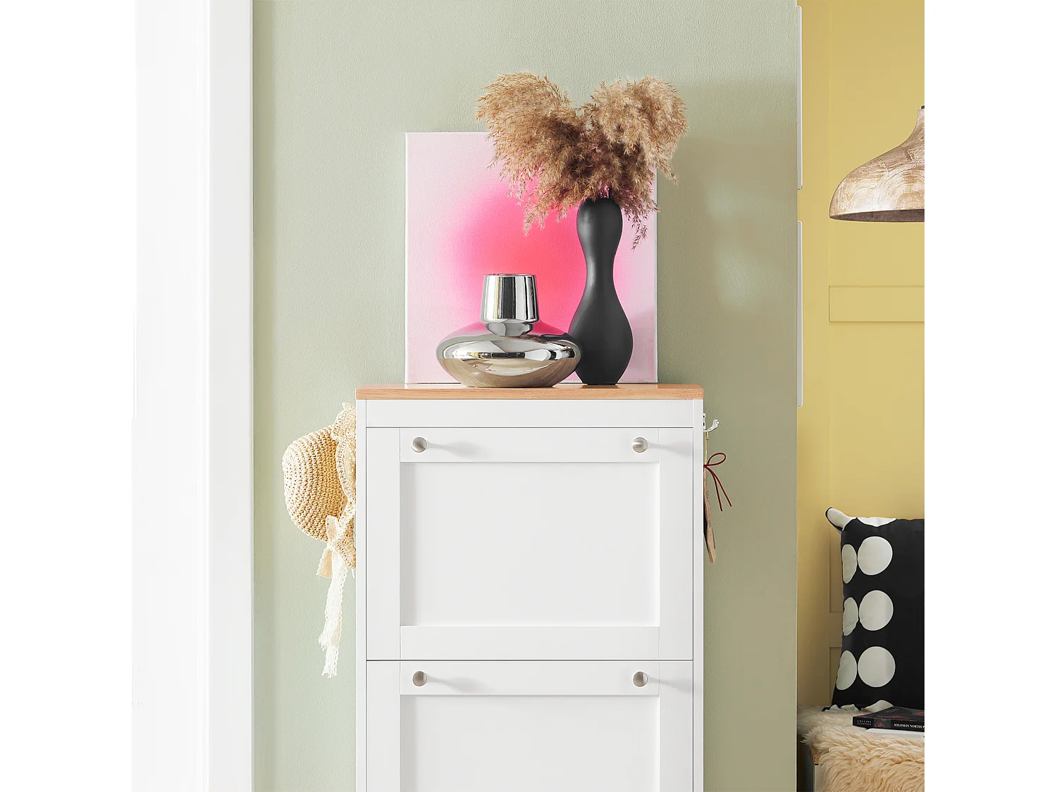 Meuble à Chaussures à 3 Abattants Meuble de Rangement à Chaussures Armoire à Chaussures, FSR144-WN