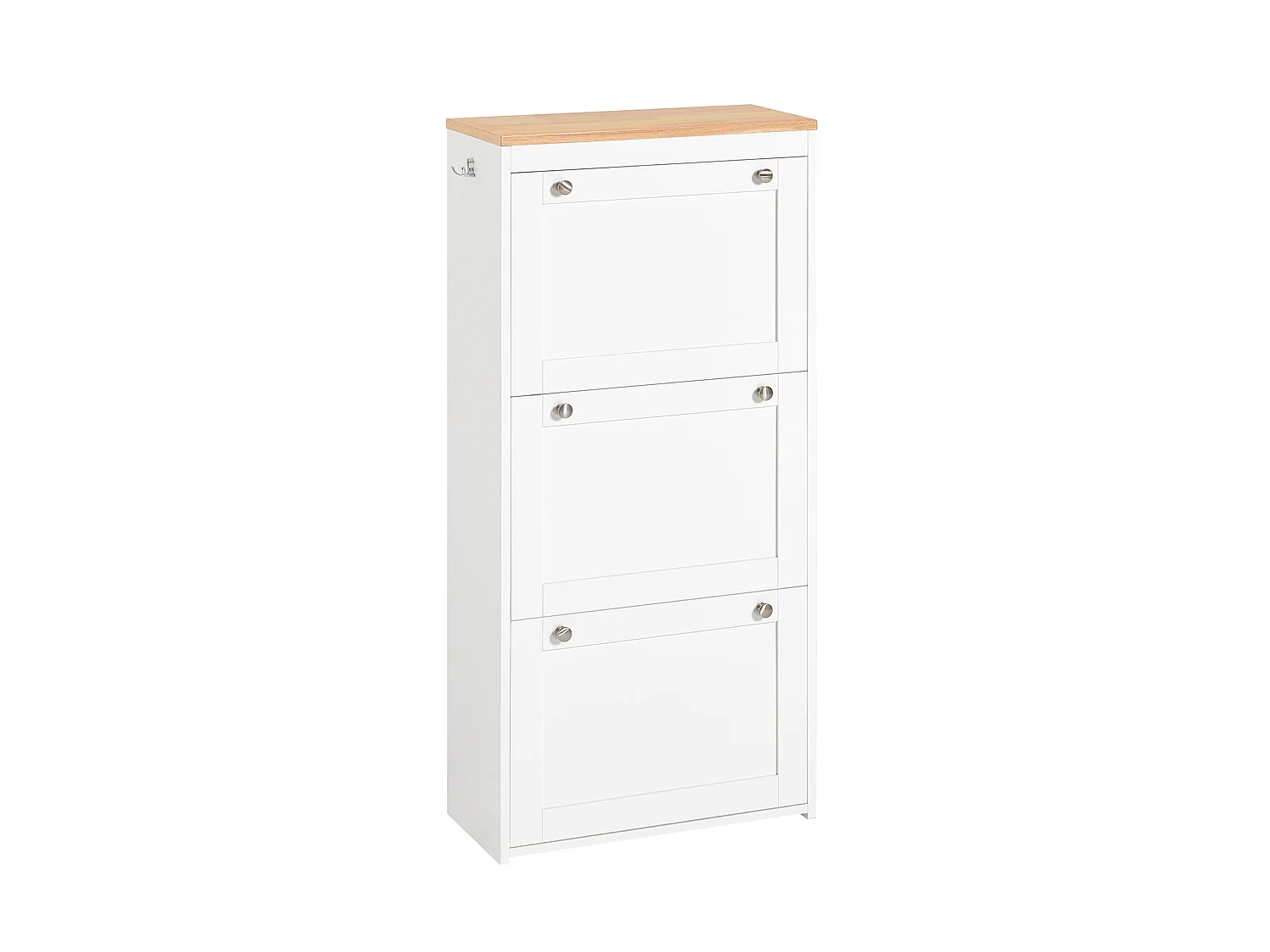 SoBuy FSR144-WN Schoenenkast met 3 Kleppen Schoenenrek Gangkast, Opbergkast voor Schoenen, Schoenenkist Schoenenrek