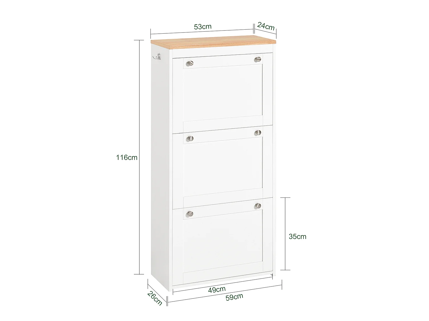 SoBuy FSR144-WN Schoenenkast met 3 Kleppen Schoenenrek Gangkast, Opbergkast voor Schoenen, Schoenenkist Schoenenrek