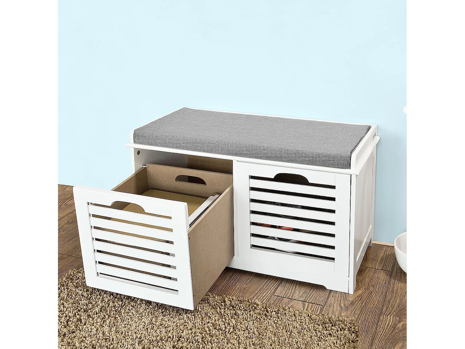 Banco de Almacenamiento con Cojines y 2 Cubos de Entrada del Gabinete Dresser Zapato Cómodo Banco FSR23-K-W SoBuy ES