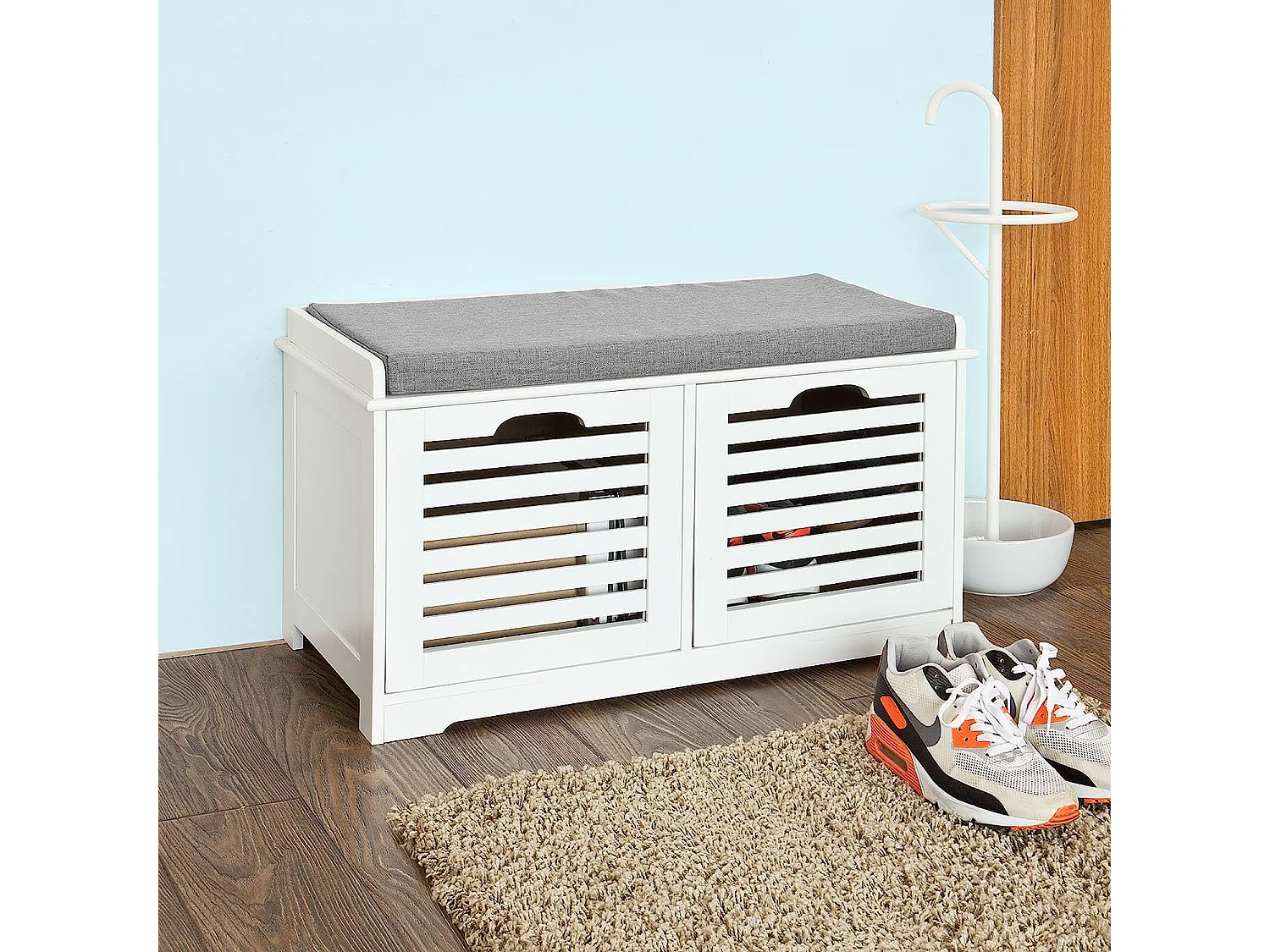 Banco de Almacenamiento con Cojines y 2 Cubos de Entrada del Gabinete Dresser Zapato Cómodo Banco FSR23-K-W SoBuy ES