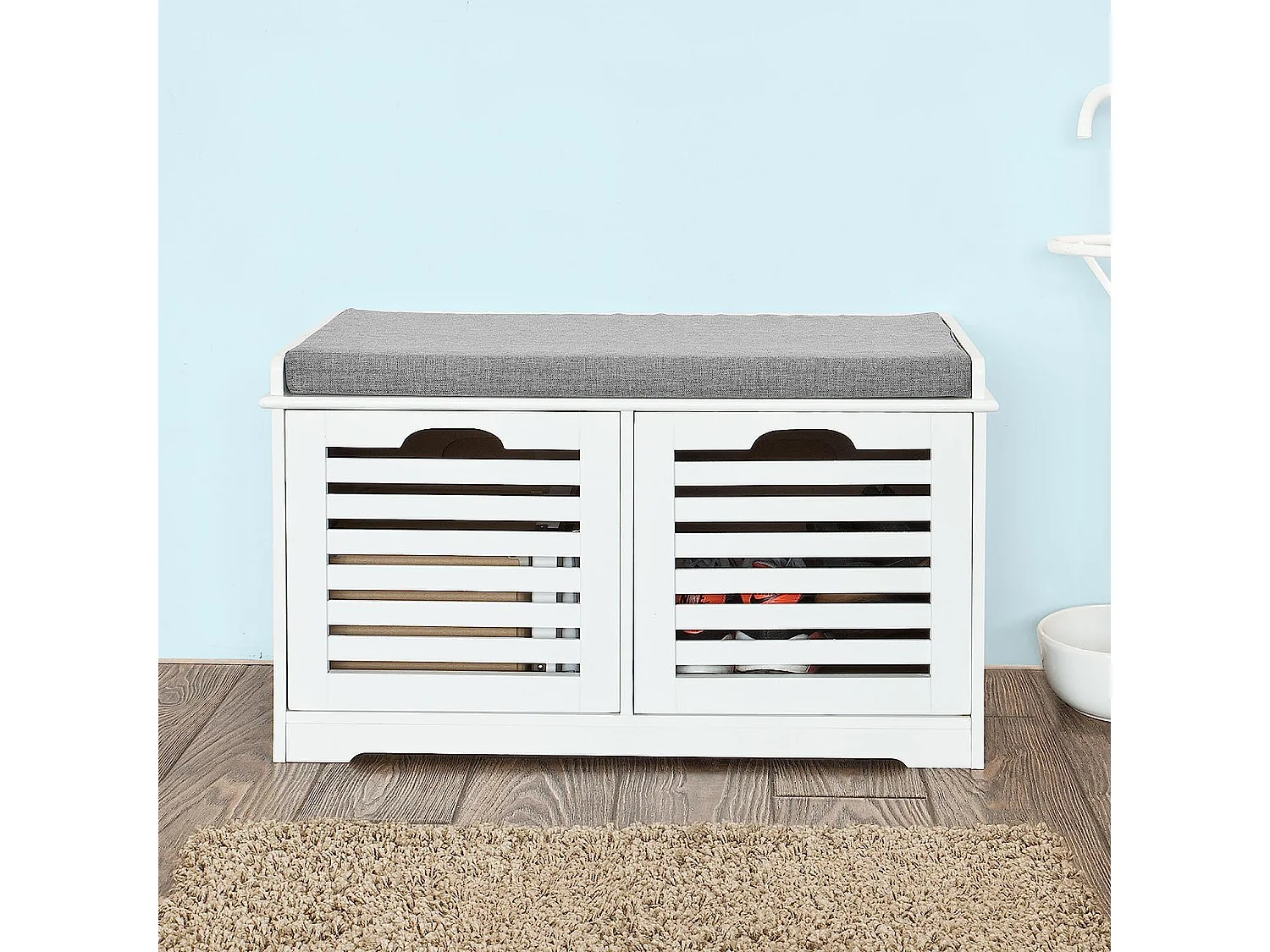 Banco de Almacenamiento con Cojines y 2 Cubos de Entrada del Gabinete Dresser Zapato Cómodo Banco FSR23-K-W SoBuy ES