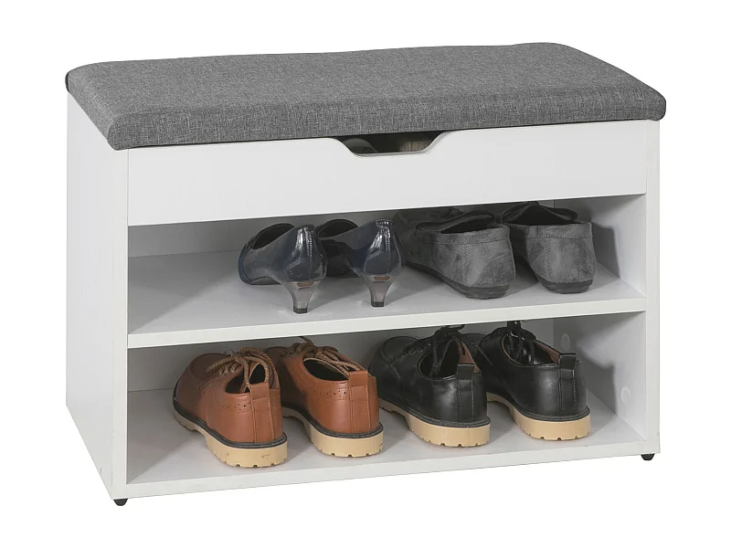 SoBuy FSR25-HG Banc de Rangement à chaussures 2 étages avec  Grise coussin Commode à Chaussures