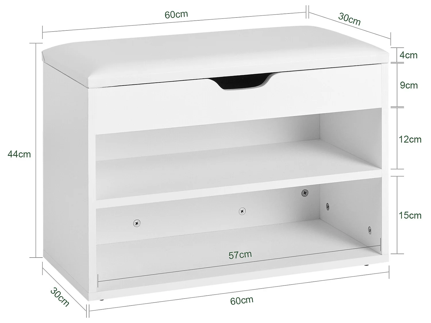 Armario Zapatero, Taburete, Puff Caja, Banco, Estantería para Zapatos ,Chifonier, Blanco,FSR25-W SoBuy ES