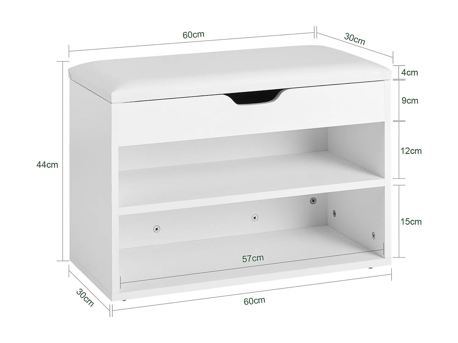 Armario Zapatero, Taburete, Puff Caja, Banco, Estantería para Zapatos ,Chifonier, Blanco,FSR25-W SoBuy ES