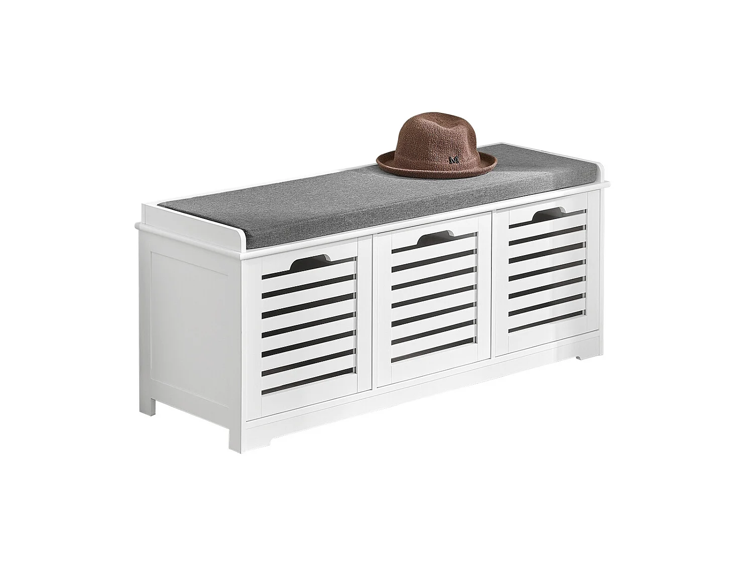 Banco de Almacenamiento con Acolchados Cojines y 3 Cubos, Entrada Zapato Gabinete Dresser Cómodo Banco FSR23-W SoBuy ES