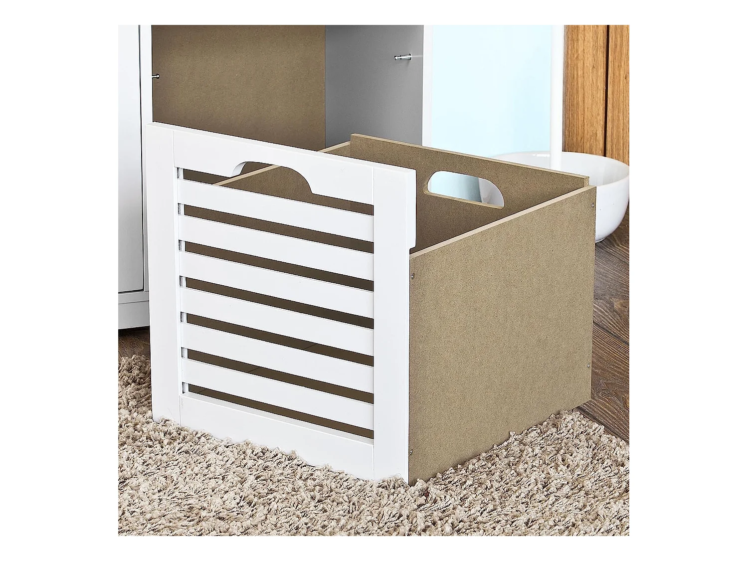 Banco de Almacenamiento con Acolchados Cojines y 3 Cubos, Entrada Zapato Gabinete Dresser Cómodo Banco FSR23-W SoBuy ES