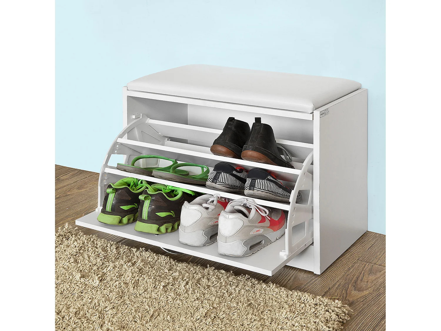 Banco Zapatero, Taburete, Puff Caja, Banco, Estantería para Zapatos, Chifonier Blanco FSR16-W SoBuy ES