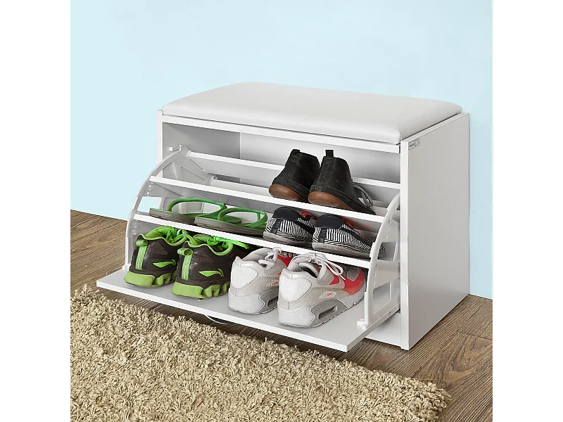 Banco Zapatero, Taburete, Puff Caja, Banco, Estantería para Zapatos, Chifonier Blanco FSR16-W SoBuy ES