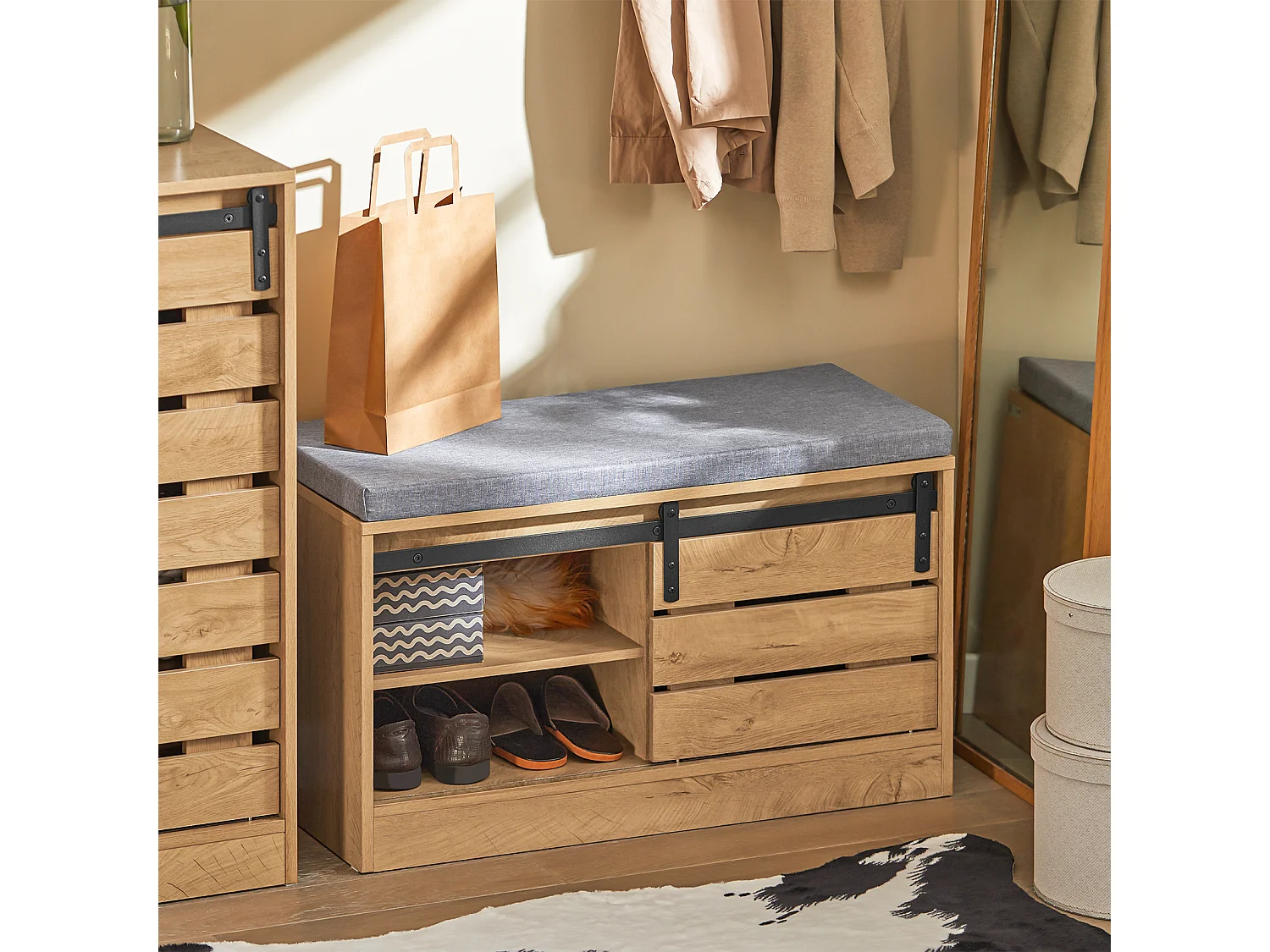 Ławka na buty z drzwiami przesuwnymi FSR120-N