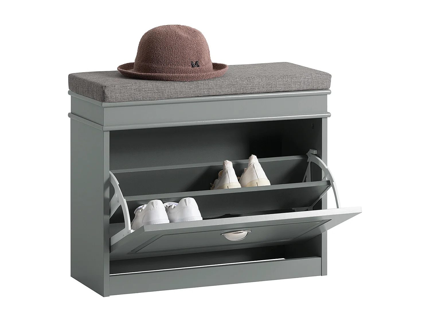 Banc à Chaussures Meuble à Chaussures avec Assise Coussin Rembourré et Abattant, FSR82-K-HG