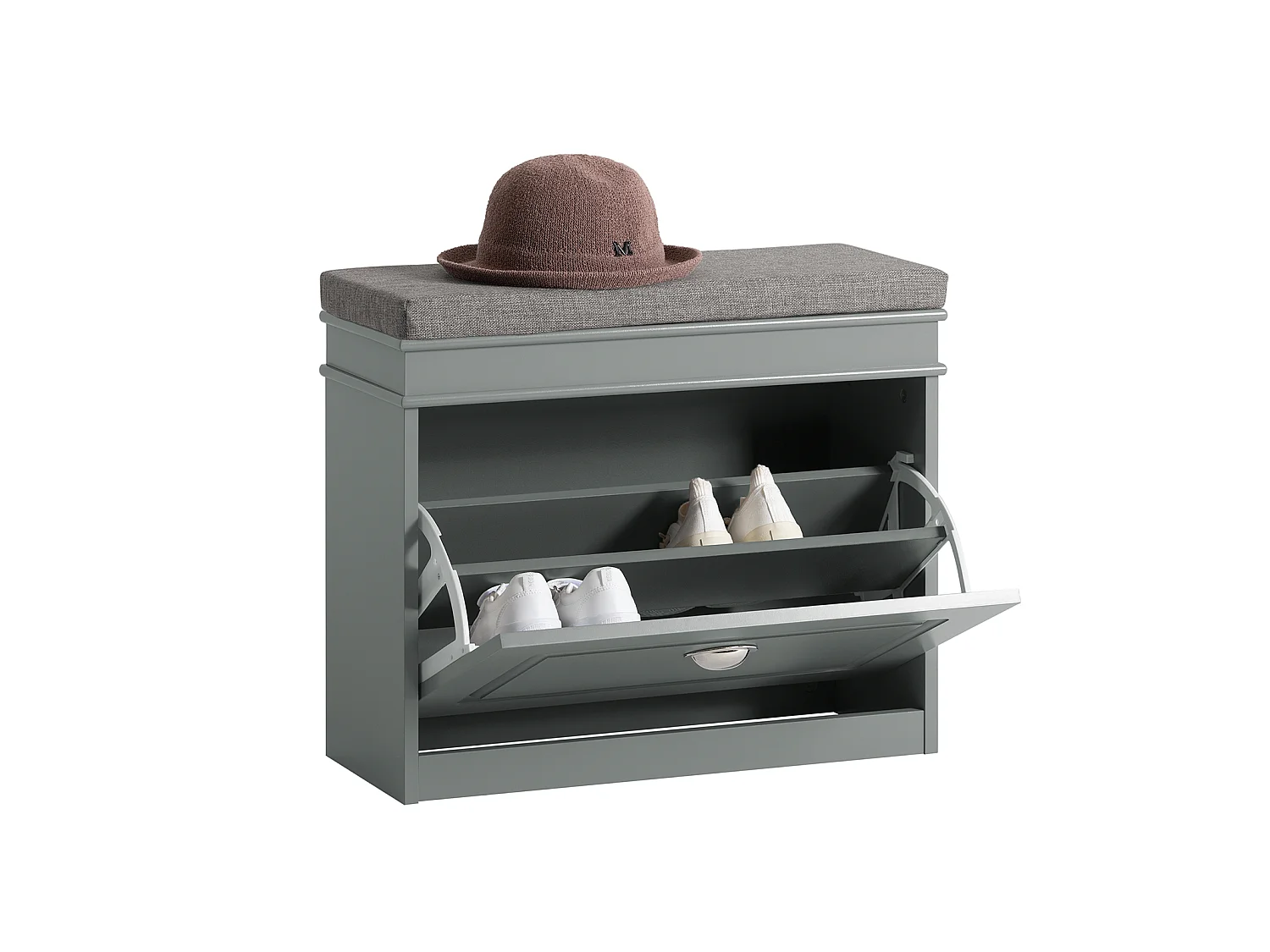 Banc à Chaussures Meuble à Chaussures avec Assise Coussin Rembourré et Abattant, FSR82-K-HG