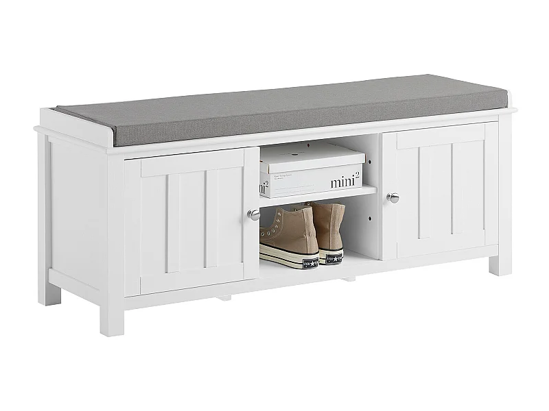 Zapatero con Dos Puertas Cerradas y Dos Estantes, Almacenamiento y Banco con Cojín en Superior，Armarios, FSR35-W SoBuy ES