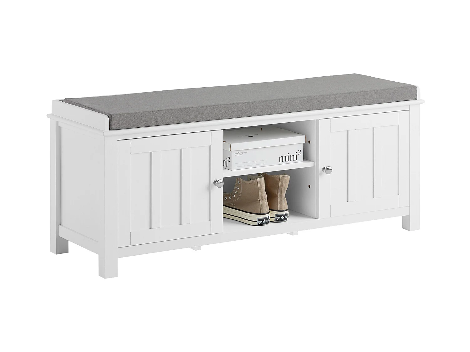 SoBuy Scarpiera da ingresso, panchina con cuscino e due ante,L105cm, FSR35-W