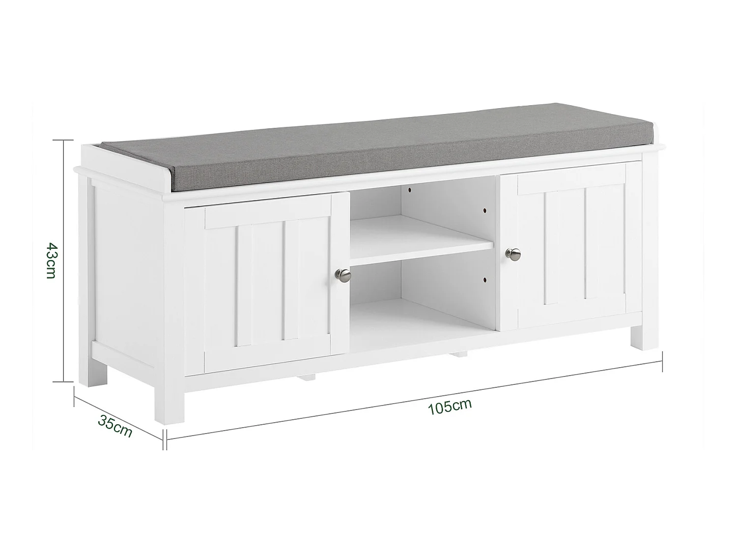 Zapatero con Dos Puertas Cerradas y Dos Estantes, Almacenamiento y Banco con Cojín en Superior，Armarios, FSR35-W SoBuy ES