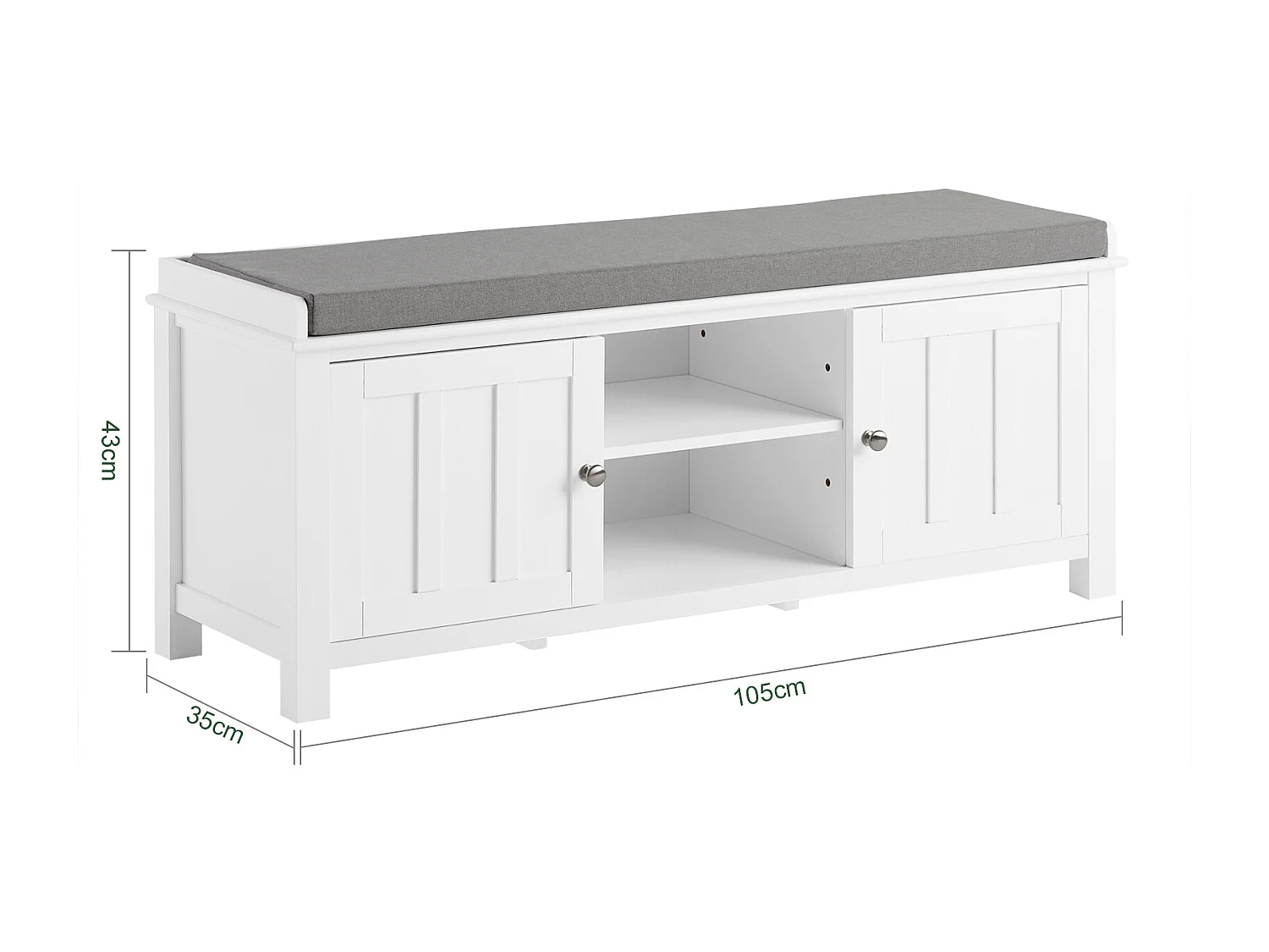 Zapatero con Dos Puertas Cerradas y Dos Estantes, Almacenamiento y Banco con Cojín en Superior，Armarios, FSR35-W SoBuy ES