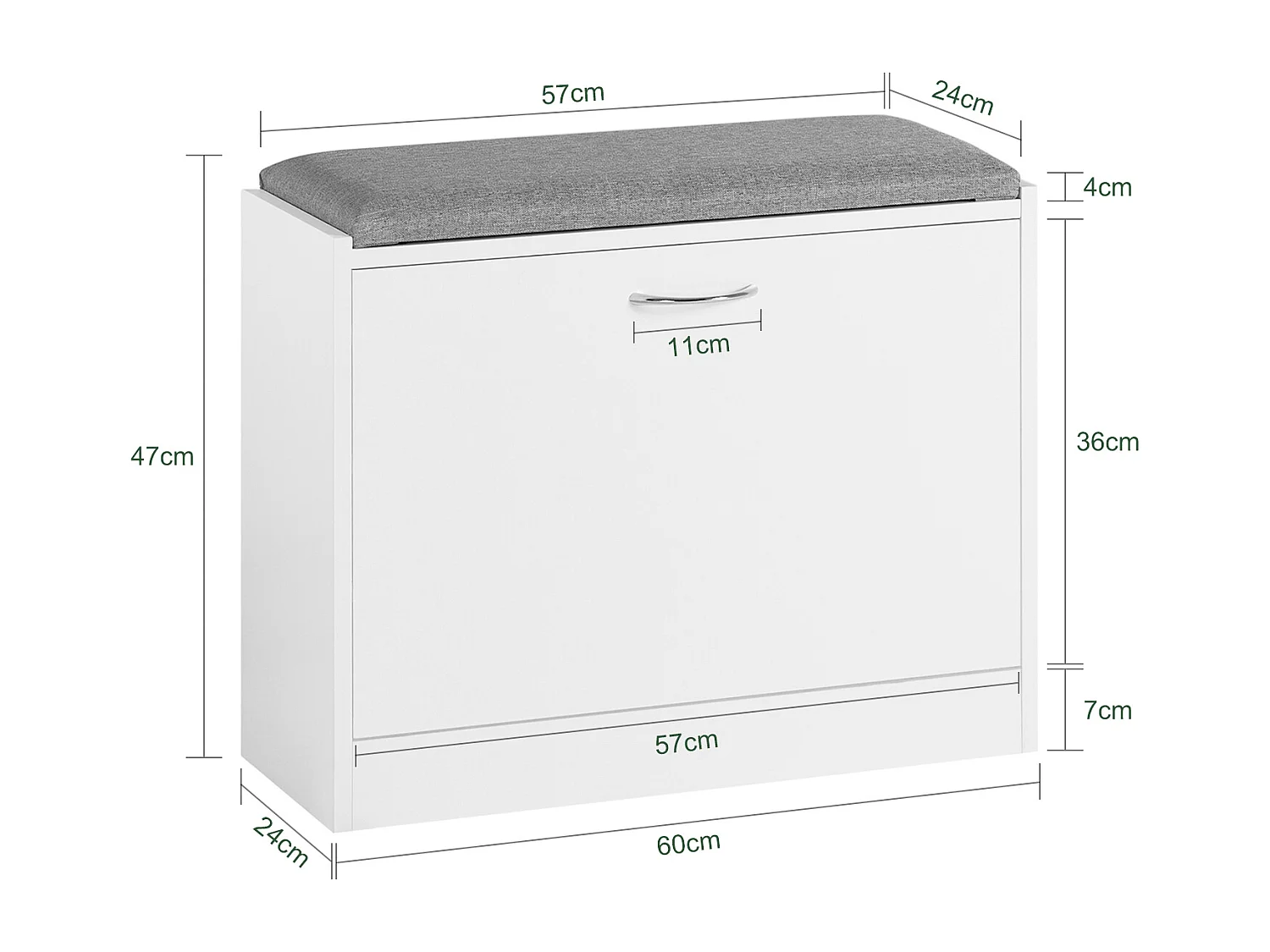Sitzbank FSR16-K-W 60 x 47 x 24 cm Weiß